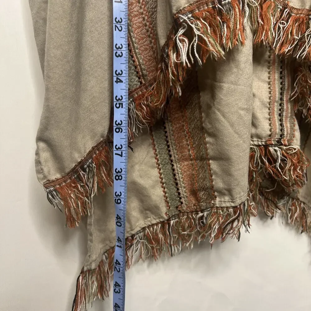 Women's Shawl Poncho Wrap Fringe Embroidered Boho Chic One Size Fits Most